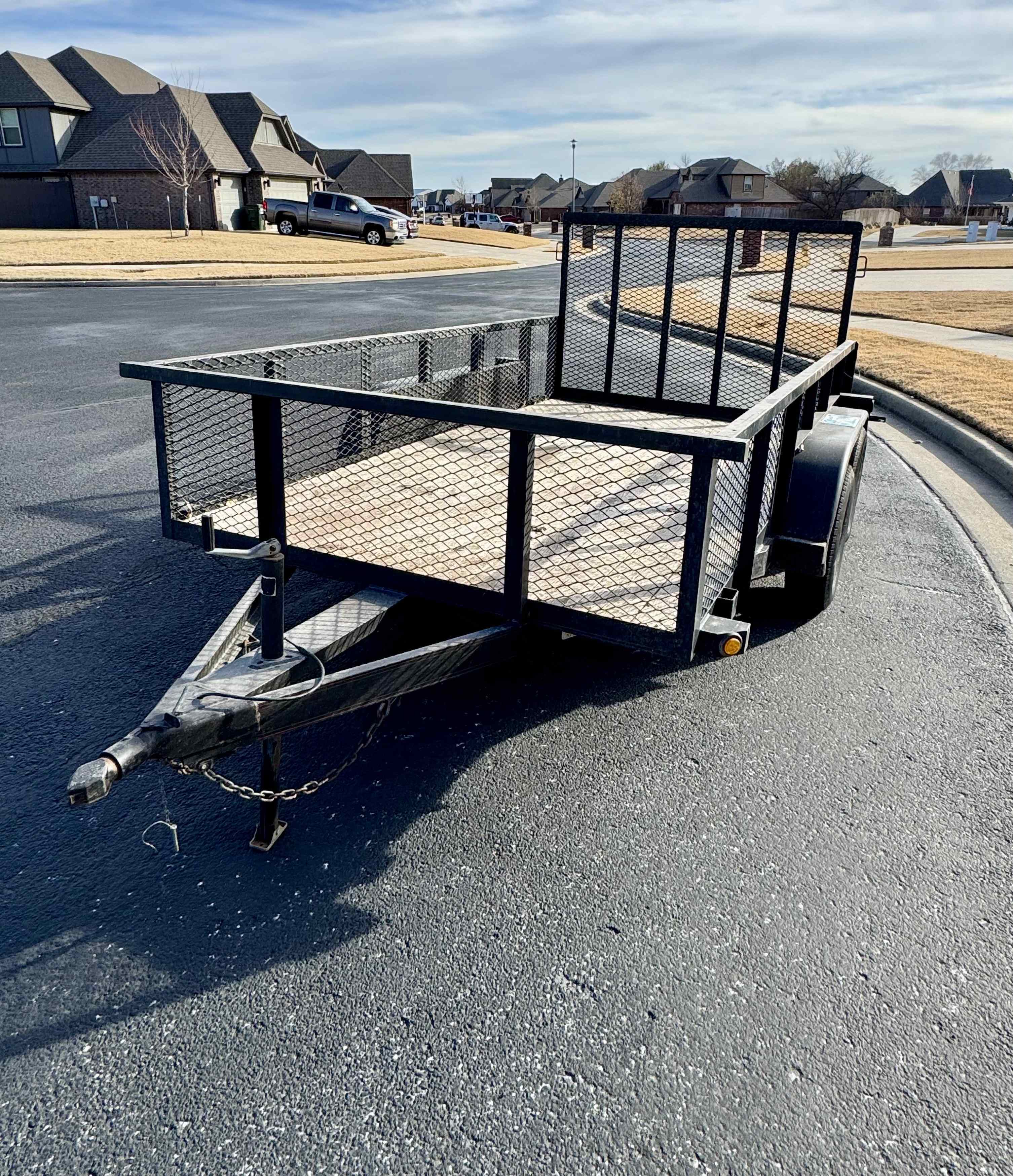 11 foot utility trailer detail showing treated wood deck